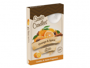 Svíčka čajová POMERANČ-KOŘENÍ vonná 6ks