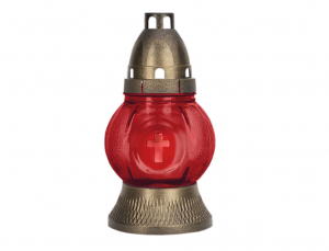 Lampička hřbitovní KOULE KŘÍŽEK skleněná 50g d9x18cm