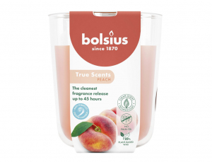 Svíčka ve skle TRUE SCENTS BROSKEV vonná d9x10cm